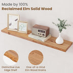 Floating Shelves for Wall Decor, Rustic Solid Elm Wood Live Edge Floating - Image 3