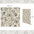 FLFK Beige Wallpaper Peel and Stick Antique Campfire Postmark Contact Paper - Image 2