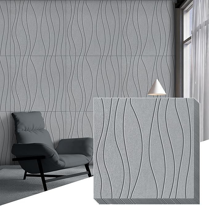 6 PCS Acoustic Panels, 23.6x23.6'' Self-Adhesive Soundproof Wall Panels by PERPE