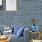 Blue Gray Grasscloth Peel and Stick Wallpaper 17.3"x120" Faux Linen Textured - Image 5