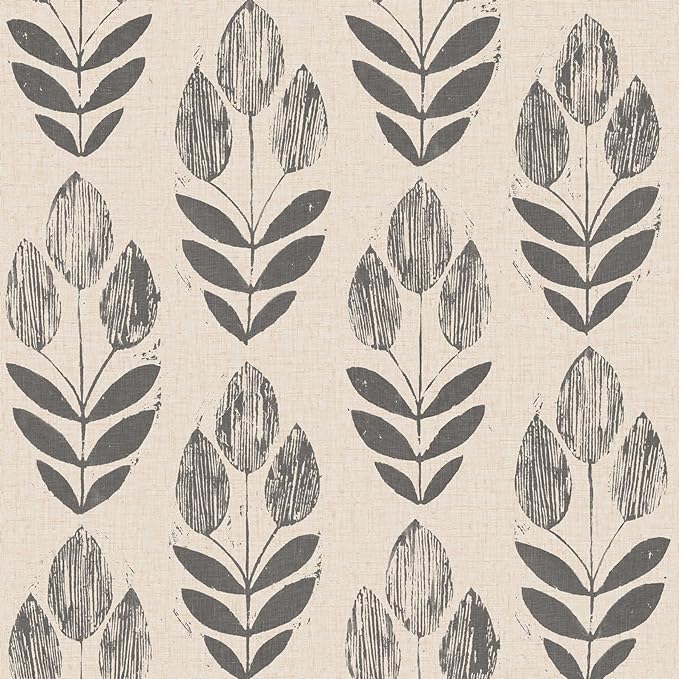 NuWallpaper Folk Tulip Peel and Stick Wallpaper, Textured Removable Wallpaper by NuWallpaper