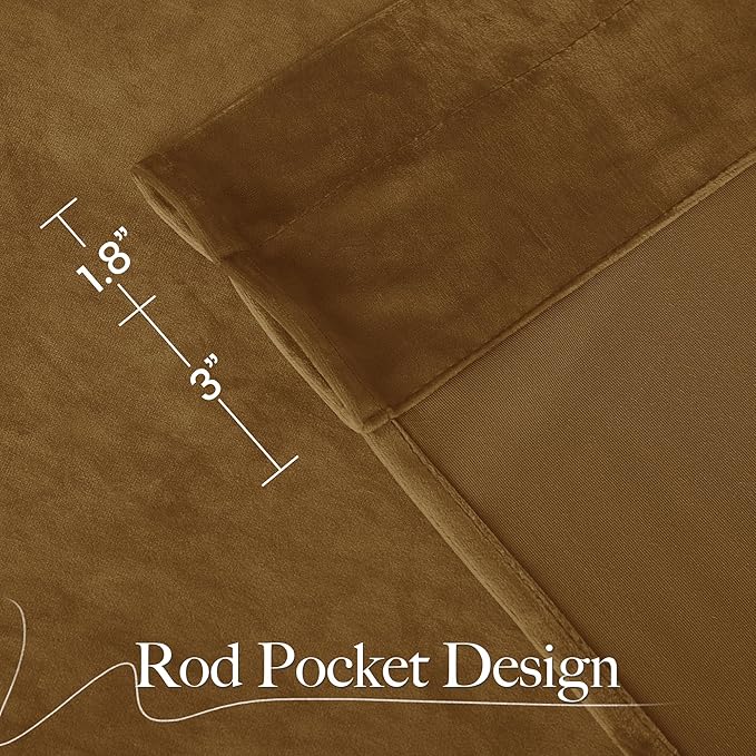 NICETOWN Gold Brown Velvet Curtains, Luxury and Soft Thermal Insulated Velvet - Image 7