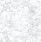 Ismoon Large Floral Peel and Stick Wallpaper Boho White/Grey Contact Paper by Ismoon