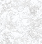 Ismoon Large Floral Peel and Stick Wallpaper Boho White/Grey Contact Paper by Ismoon