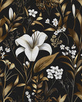 Laatse White Floral Wallpaper Peel and Stick, Dark Golden Botanical Wall Paper by Laatse