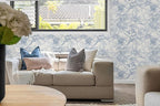 Ismoon Vintage Floral Wallpaper Peel and Stick Beige and Blue Contact Paper - Image 6