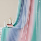 XiDi Curtains for Bedroom Decor, Rainbow Pinkgreen grey52/54 - Image 5