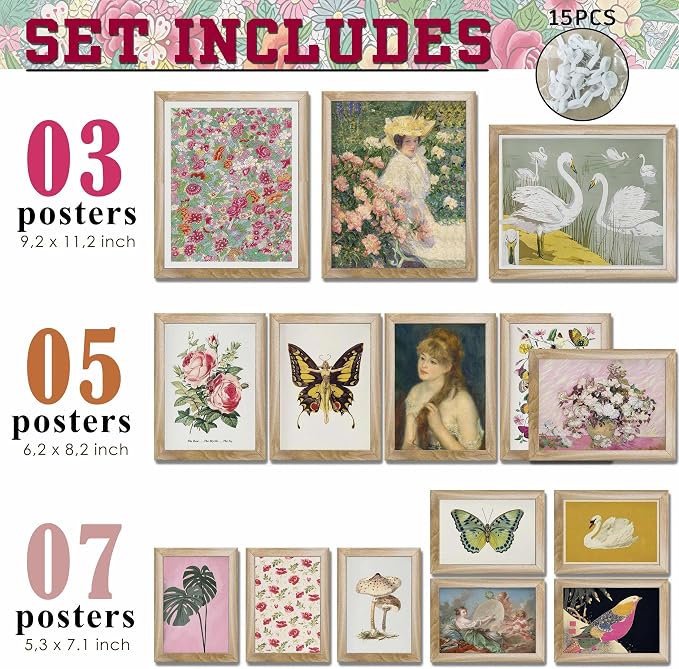 LANCHI95 15 Pcs FRAMED Eclectic Wall Decor, Colorful Eclectic Decor, Colorful - Image 2