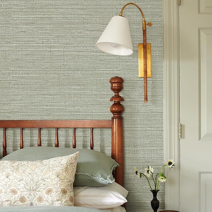 Simon&Siff Textured Grasscloth Peel and Stick Wallpaper 17.7"x394" Neutral Faux - Image 5