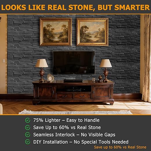 ROOMTEC 6-Packs Faux Stone Wall Covering Panels - Image 5