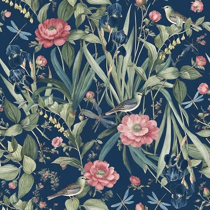 Floral Peel and Stick Wallpaper Bird and Floral Contact Paper 16.9inch x by lenify