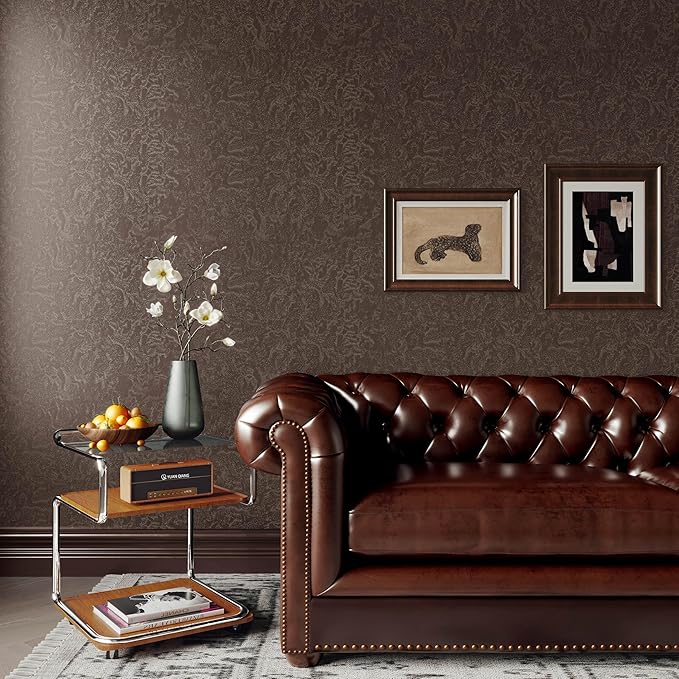 Abyssaly Brown Peel and Stick Wallpaper Vintage Embossed Floral Contact Paper - Image 9