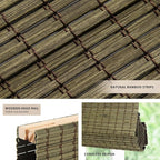 LazBlinds No Tools No Drill Cordless Bamboo Roman Shades, Privacy Window - Image 2