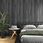 VEELIKE Charcoal Black Wood Slat Wallpaper Peel and Stick Modern Wood Panel - Image 3