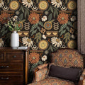 JiffDiff Boho Wallpaper Peel and Stick 17.3" x 400" Vintage Sun Floral Retro by wallpaper
