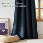 NICETOWN Short Faux Linen Navy Blue Blackout Curtains 63 inches Long - Image 3