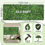 Artificial Green Boxwood Grass Wall Roll: 40"x120" UV Protected Ivy Privacy - Image 2