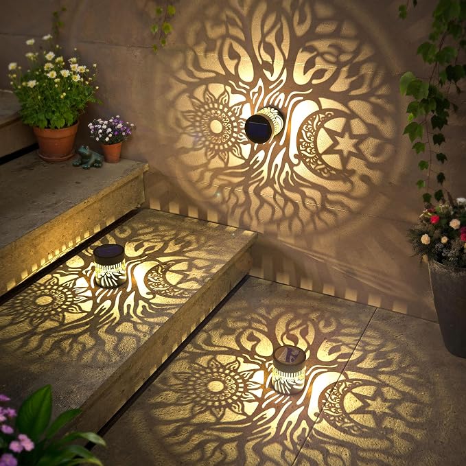 2 Pack Large Solar Fence Lights Metal Solar Powered Outdoor Wall Deck Step - Image 5