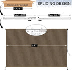 8'W x 8'H Mocha Patio Shades Roll up Outdoor Roller Shade Crank Wand Blind - Image 3