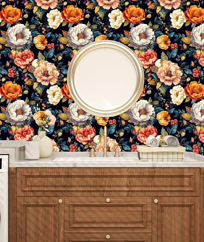 BOKEBEVE Extra Long Peel and Stick Wallpaper Vintage Extra Long Floral - Image 2