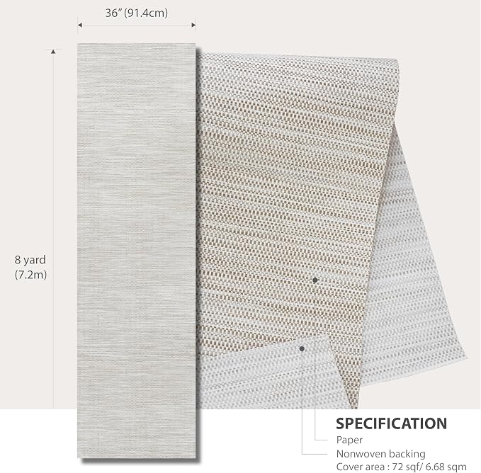 Ansehan Grasscloth Textured Wallcovering W1311 Oxford, Non Prepasted Natural - Image 5