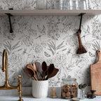 JiffDiff White and Black Wallpaper Peel and Stick Sketched Peony Floral - Image 9