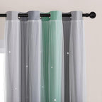 XiDi Curtains for Bedroom Decor, Rainbow Green LightgreyGrey52/90/1 - Image 2