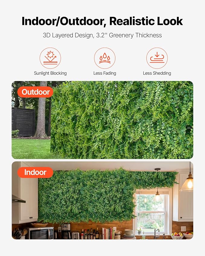 VEVOR Artificial Plant Wall, Sun Protection Greenery Backdrop Privacy Hedge - Image 5