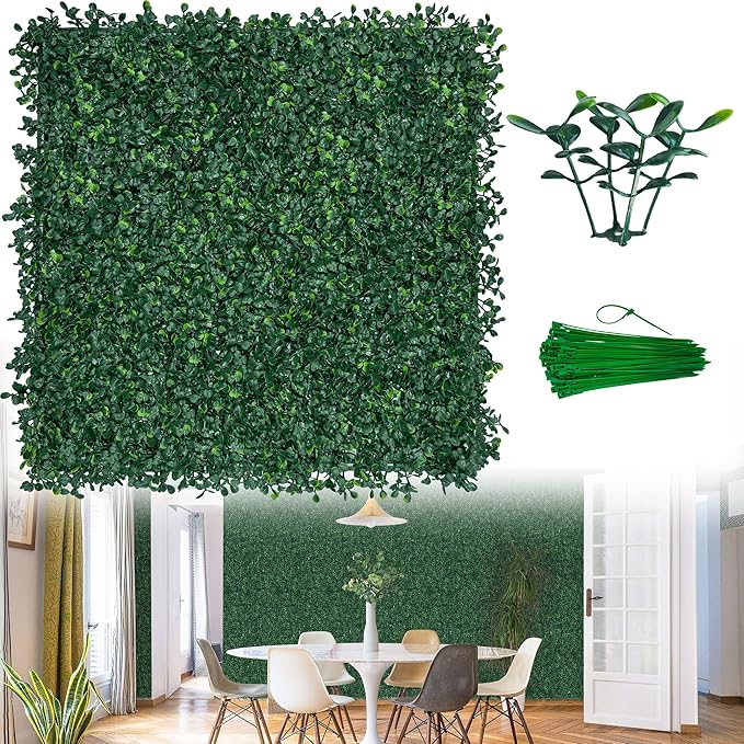 ODTORY Artificial Boxwood Wall Panels 20x20 inch 26Pcs, UV-Anti Faux Greenery by ODTORYHOME
