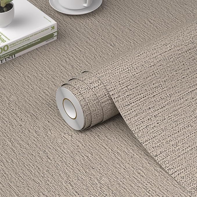 WADILE Grasscloth Peel and Stick Wallpaper 23.6in x 236in, Textured Contact by WADILE