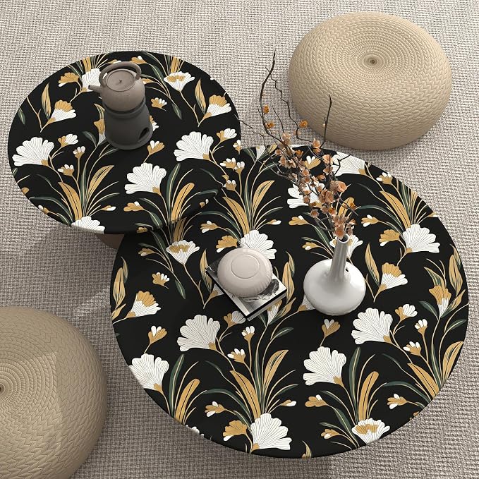 Laatse Black Gold Peel and Stick Wallpaper White Floral Contact Paper 17.5in x - Image 6