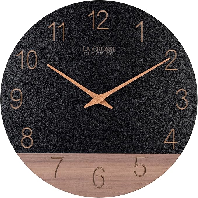 La Crosse Clock 404-3630C 12 inch Dark Sierra Wood Analog Quartz Wall Clock by LaCrosseTechnology