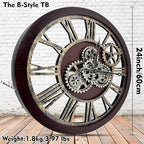 The B-Style Large Wall Clock 24 inch Moving Gear Wall Clock Oversized Vintage - Image 4