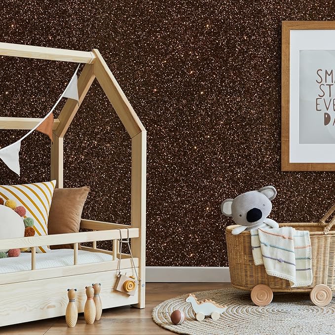 CHIHUT Dark Brown Glitter Peel and Stick Wallpaper Brown Glitter Contact Paper - Image 3