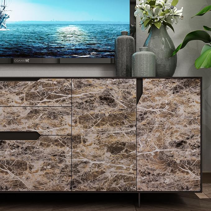 BAYYA 118x16inch Brown Marble Contact Paper Peel and Stick Wallpaper - Image 9