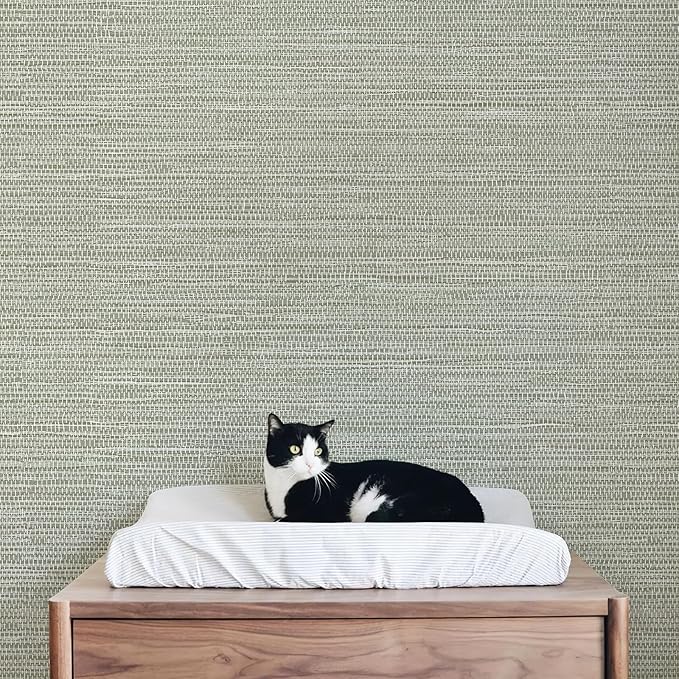JiffDiff Grasscloth Wallpaper Peel and Stick Cream Grassweave Stick on - Image 3