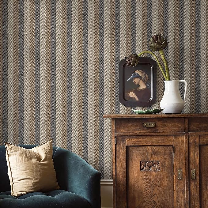 Simon&Siff Textured Fabric Wallpaper Peel and Stick 17.3"x800" Beige/Brown/Grey by SimonSiff