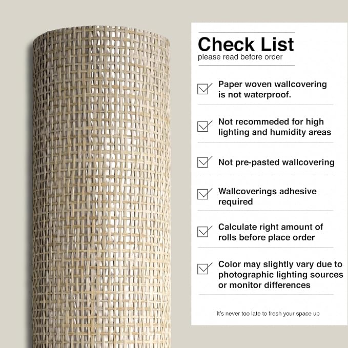 Ansehan Wallcovering W030106 EnvyCollection 36" W x 8 Yard L, Natural Paper - Image 8