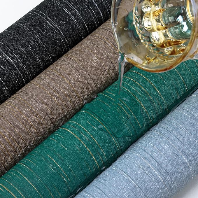 Teal Grasscloth Peel and Stick Wallpaper Texture Contact Paper A Set of 15.7" X - Image 2