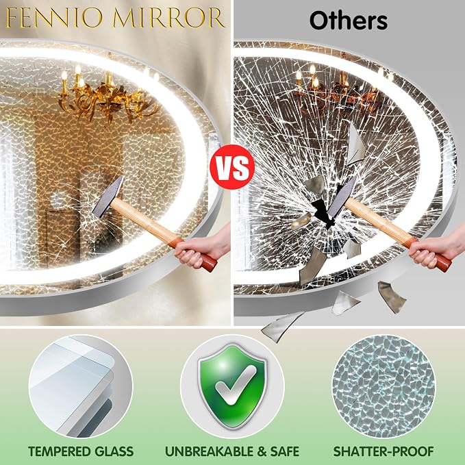 FENNIO Full Length Mirror with Lights, Free Standing Lighted Floor Mirror - Image 9