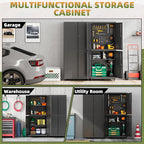 Garage Storage Cabinet with Wheels, Lockable Metal Storage Cabinet - Image 7