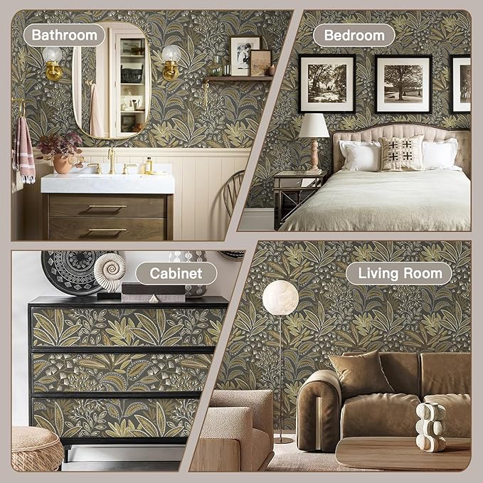 Safiyya Brown Vintage Floral Wallpaper Peel and Stick Contact Paper 17.3" x - Image 5