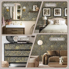 Safiyya Brown Vintage Floral Wallpaper Peel and Stick Contact Paper 17.3" x - Image 5