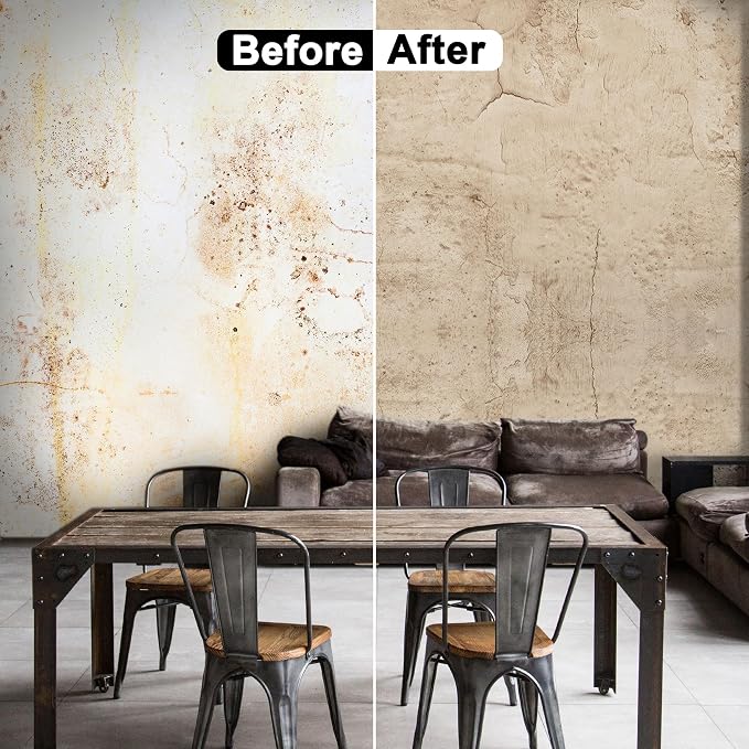 WADILE Beige Concrete Wallpaper 15.7 in * 354 in, Cement Contact Paper 3D Matte - Image 3