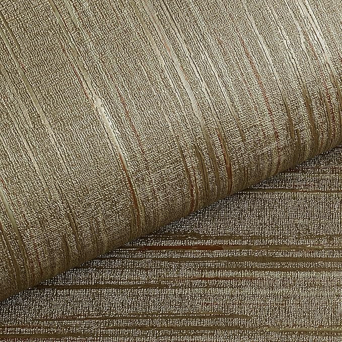 Livelynine Gold Grasscloth Peel and Stick Wallpaper Textured Accent Wall Paper - Image 4