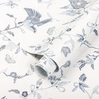 Timeet Peel and Stick Wallpaper Vintage Floral Contact Paper Blue and White - Image 6