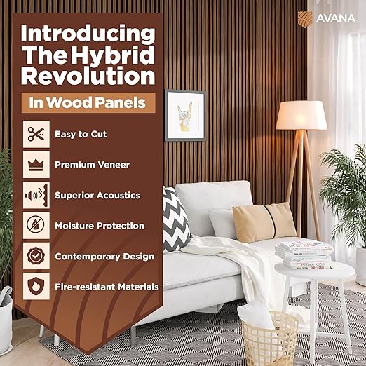 Avana Acoustic Wood Wall Panels – 47.2 x 12.6 Inch Rustic Walnut Acoustic - Image 2