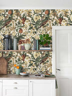 Erfoni 17.3" x 394" Birds Floral Peel and Stick Wallpaper Vintage Contact Paper - Image 4