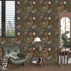 Boho Wallpaper Peel and Stick, Vintage Blue Yellow Floral Contact Paper 17.5" x - Image 2