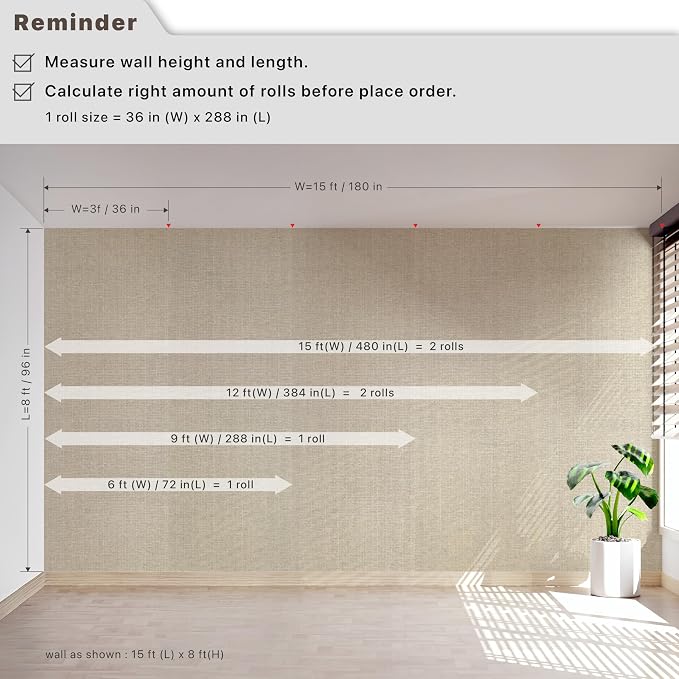 Ansehan Wallcovering W030105 Envy Collection 36" W x 8 Yard L, Natural Paper - Image 8